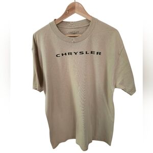 NWOT Chrysler Graphic Letter Car Short Sleeve Tshirt Beige Size Large